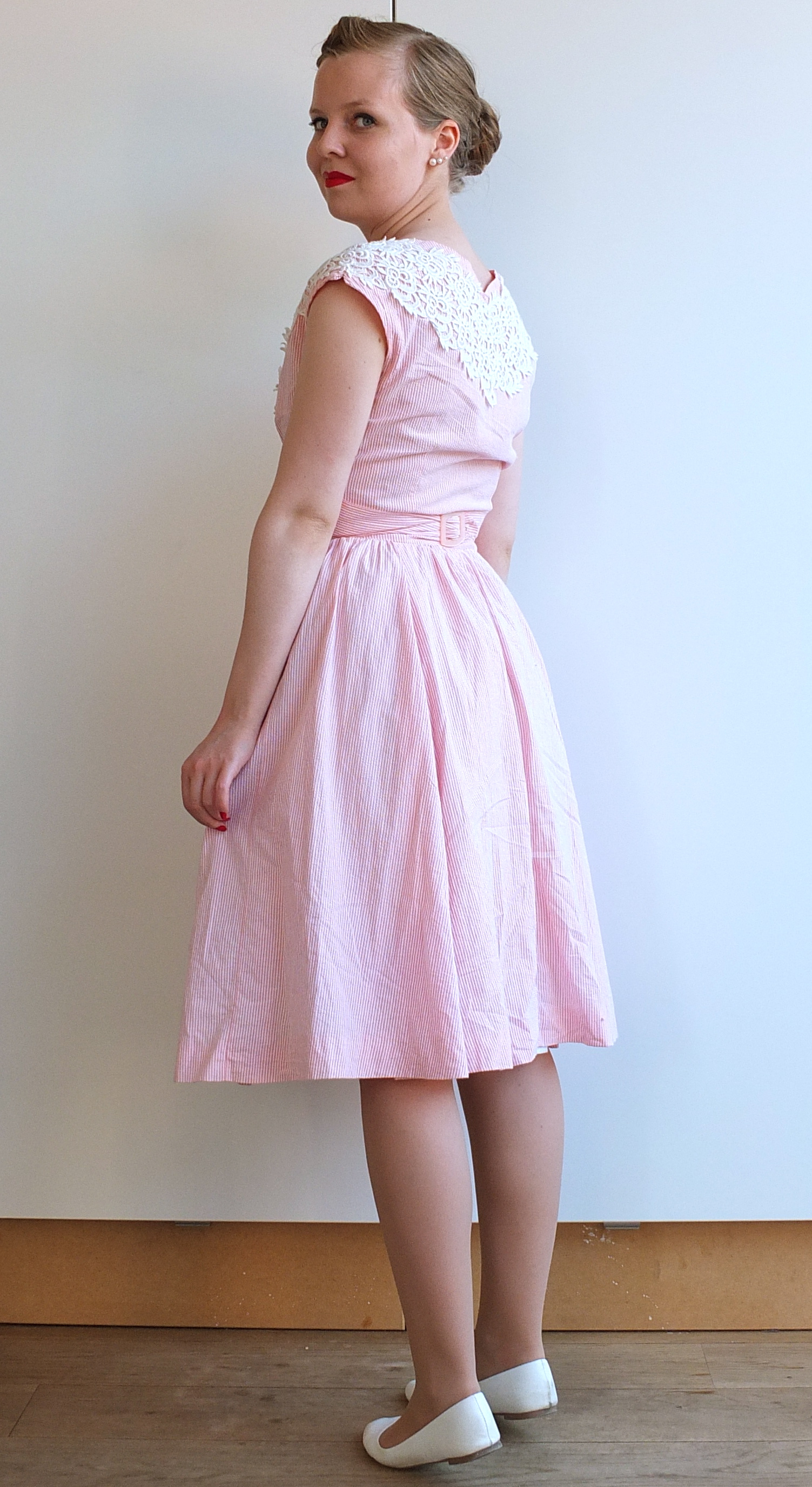 Pink and Striped 1950's Dress